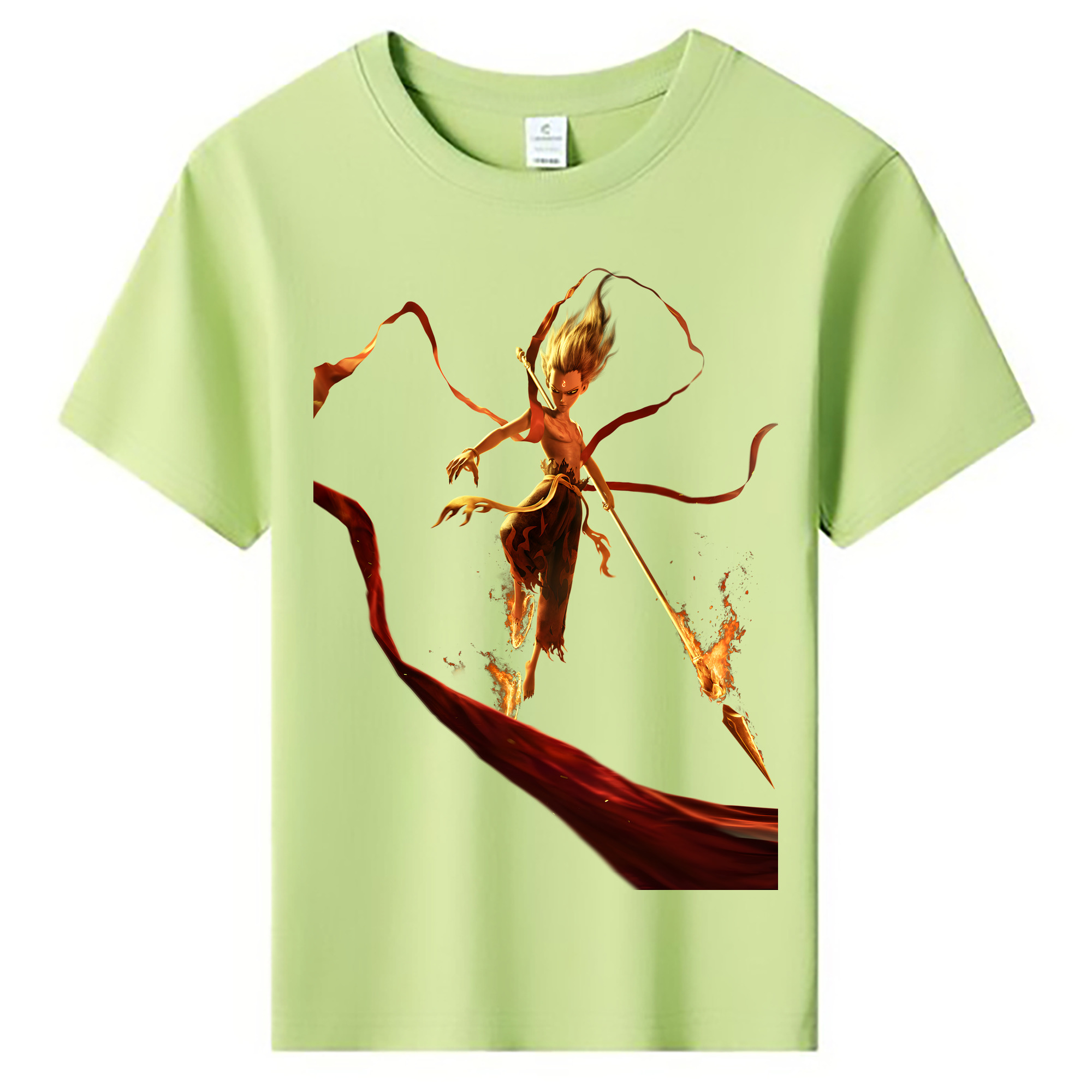 （画像用） Ne Zha 2 ナタ 魔童の大暴れ 綿100％キッズTシャツ（フロントプリント）